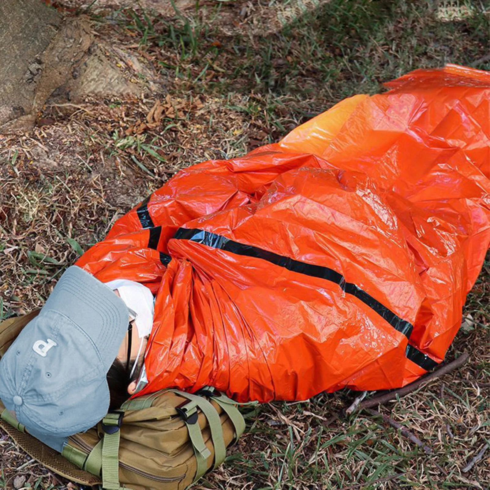 Manta de emergencia para exteriores, saco de dormir cálido de papel de aluminio impermeable de 2,1x0,9 m para acampar, supervivencia salvaje, accesorios al aire libre - imagen 4