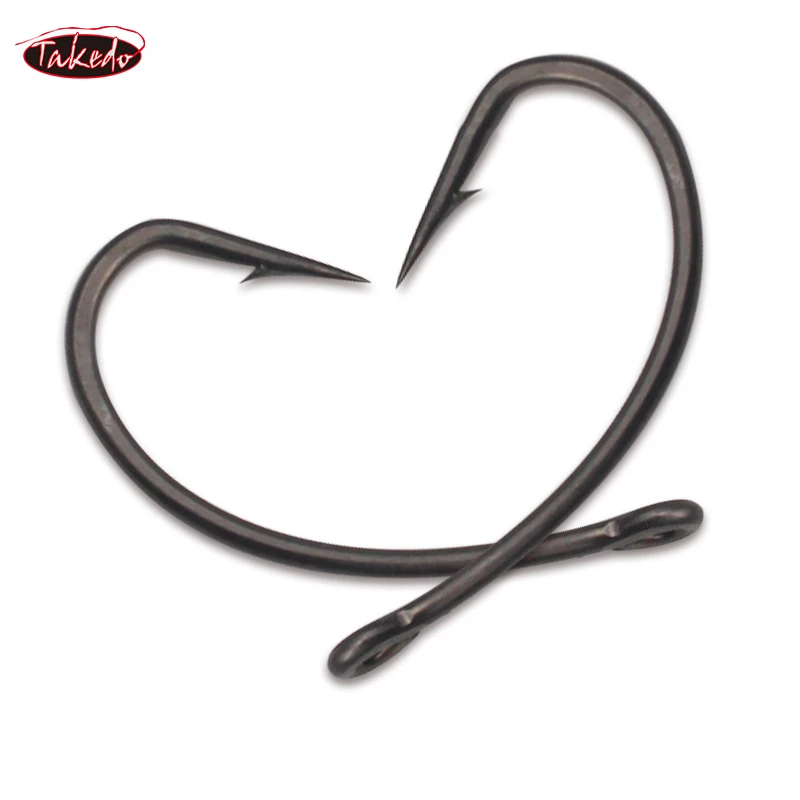 TAKEDO CJ06 50 unids/bolsa 2 #   4 #   6 #   8 #   Anzuelo de púas para pesca de carpa, anzuelo aplanado con revestimiento de alta calidad - imagen 5