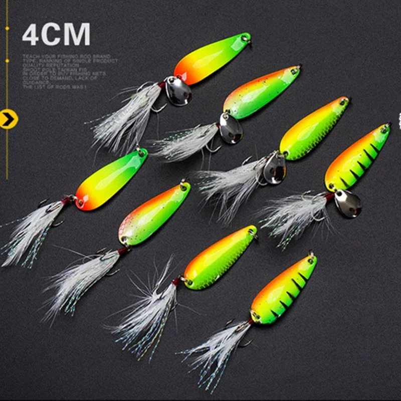 Kit de señuelo tipo cuchara de pesca, 8 Uds., para jigging, cebo artificial, wobblers para juego de señuelos de pesca, cada uno, tiene 4 colores, 2 tipos de anzuelos en total, 8 Uds. - imagen 5