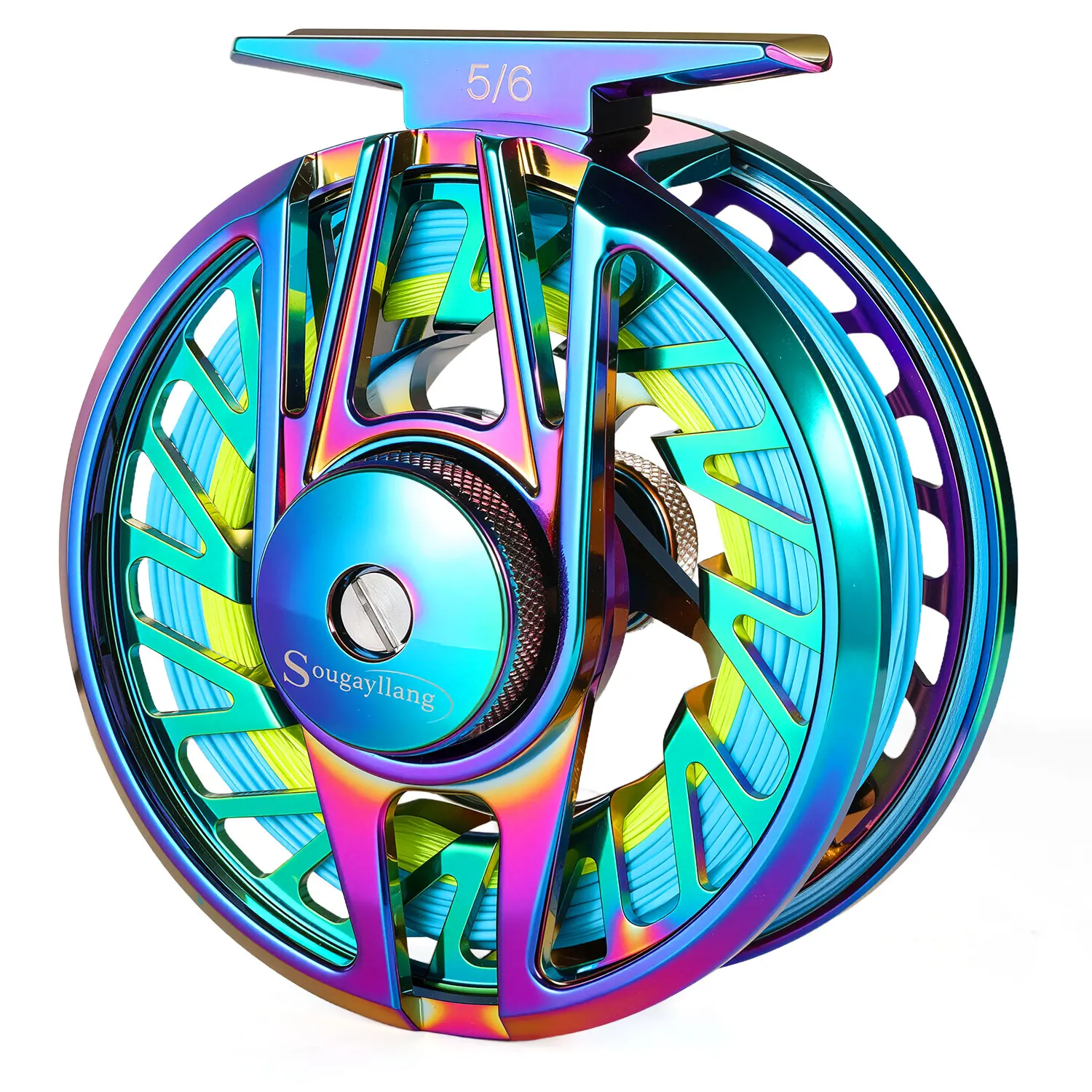 Carrete de Pesca con Mosca Sougayilang Multicolor, 2+1 Rodamientos de Bolas, Carrete de Aleación de Aluminio Fundido a Presión, Carrete de Pesca con Mosca de Gran Diámetro, Aparejos de Pesca, Pesca