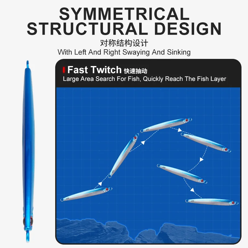 TEASER-J140 señuelo de pesca jigging de metal, cebo artificial luminoso de hundimiento rápido en agua salada, 40g, 60g, 80g - imagen 4