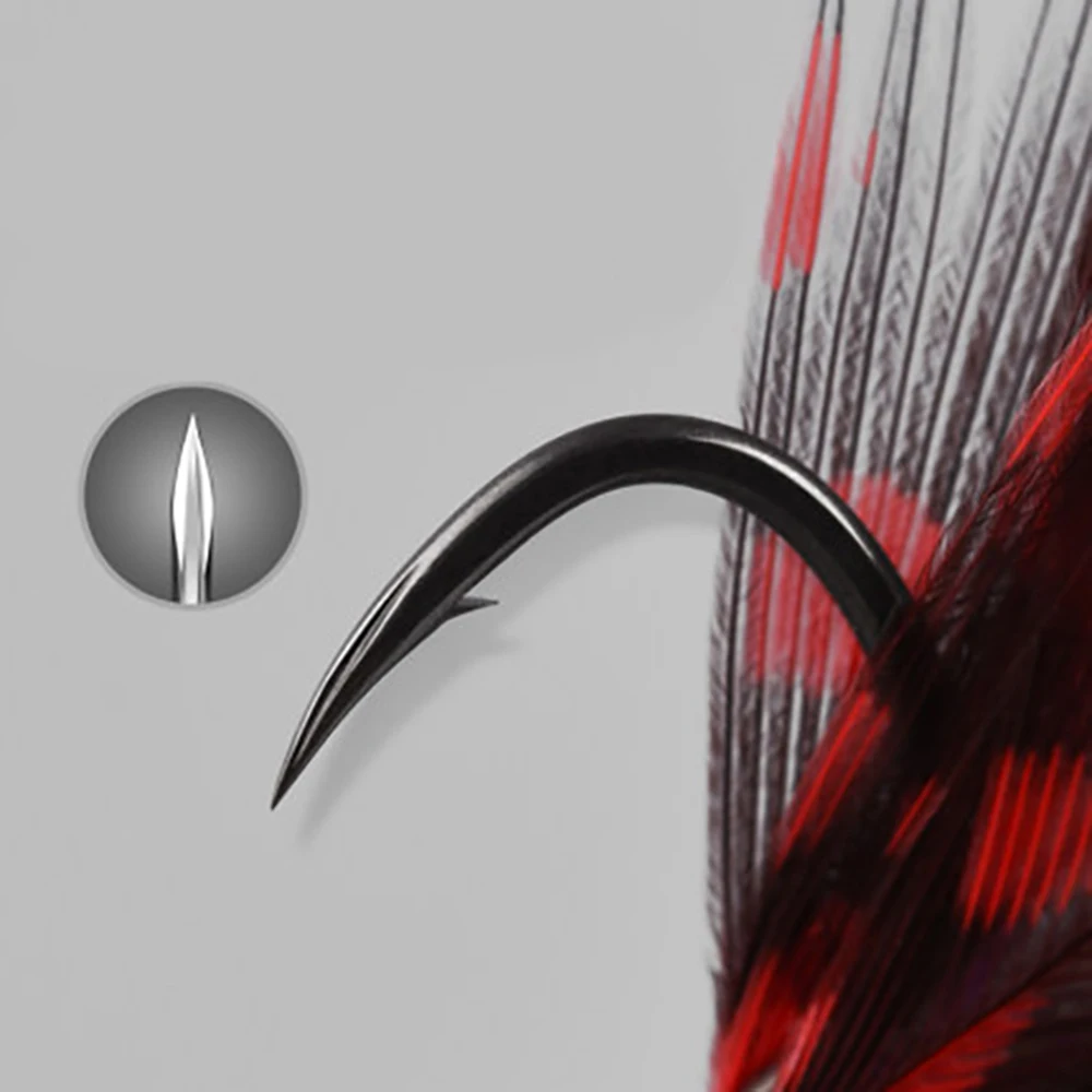 Mini anzuelos de asistencia JIG de acero al carbono Premium 8001 originales con plumas para perca de trucha anzuelo de pesca de mar 4 unids/pack - imagen 2