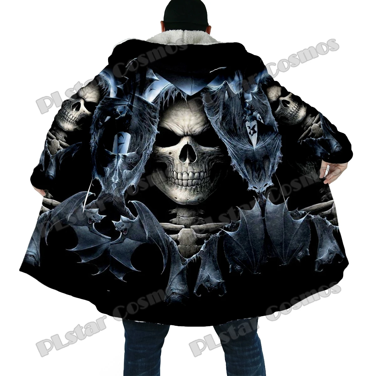 Capa invernal DP51 con capucha y estampado calavera 3D – Lana gruesa - imagen 4