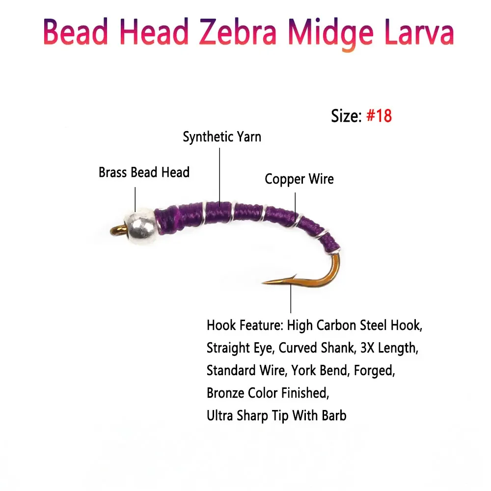 Bimoo-Señuelos de Pesca con cabeza de cuentas de latón, cebos de caña larga, gusanos artificiales curvos, trucha, percha, 6 piezas, n. ° 18 - imagen 2