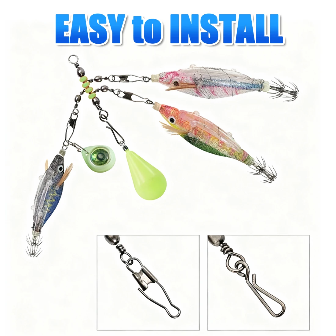 FishTrip 10 Uds. Giratorios de 3 vías con rodamiento giratorio con cuentas brillantes, con enclavamiento para pesca en Surf, conector de pesca - imagen 4