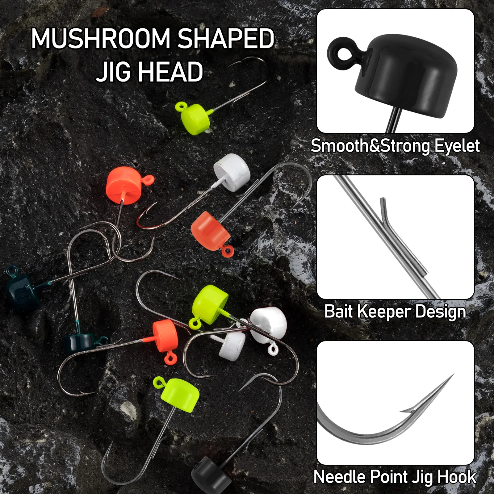 Kit Ned Rig – Anzuelos cabeza seta y vinilos cangrejo - imagen 2