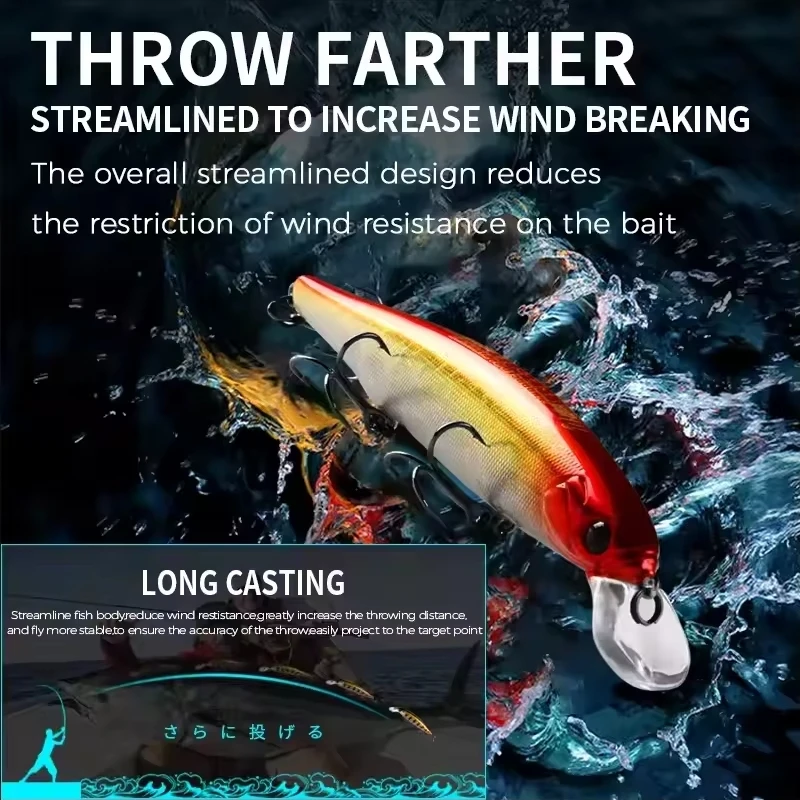 Bearking M111 112mm 15g nuevo modelo caliente sistema de peso fijo Señuelos de pesca cebo duro buceo 1,5 m calidad Wobblers Minnow - imagen 3