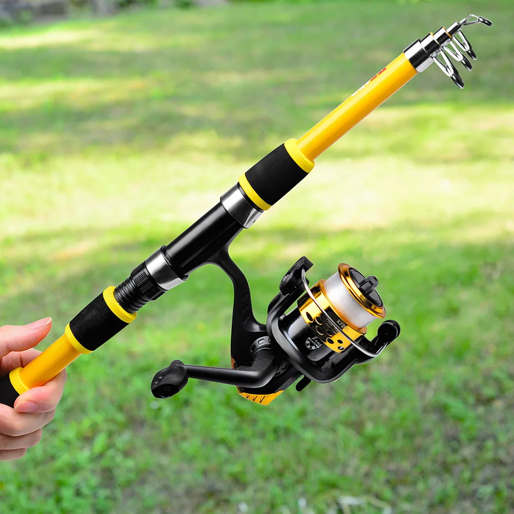 Caña de pescar de sellado portátil de 1,8 m, cañas de lanzamiento remotas, caña de pescar telescópica de fibra de vidrio, relación de engranaje, carrete de pesca giratorio - imagen 5