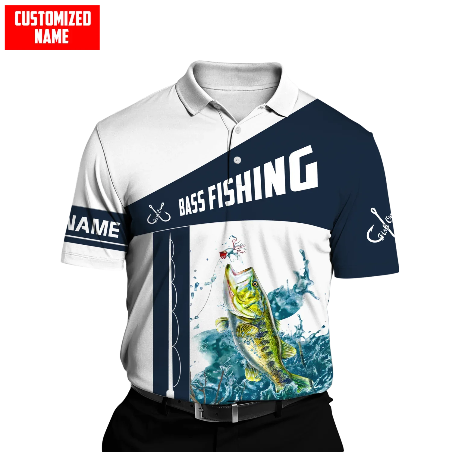 PLstar Cosmos nombre personalizado Wahoo Fish Fishing 3D completamente estampado hombres polos Casual solapa camisa de manga corta PLP04 - imagen 2