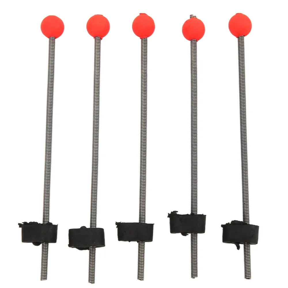 Punta de caña de pescar en hielo de acero inoxidable, bola roja EVA, punta de caña de pescar de resorte, 3 tamaños, depósito de punta de caña de pescar en hielo, 5 uds. - imagen 5