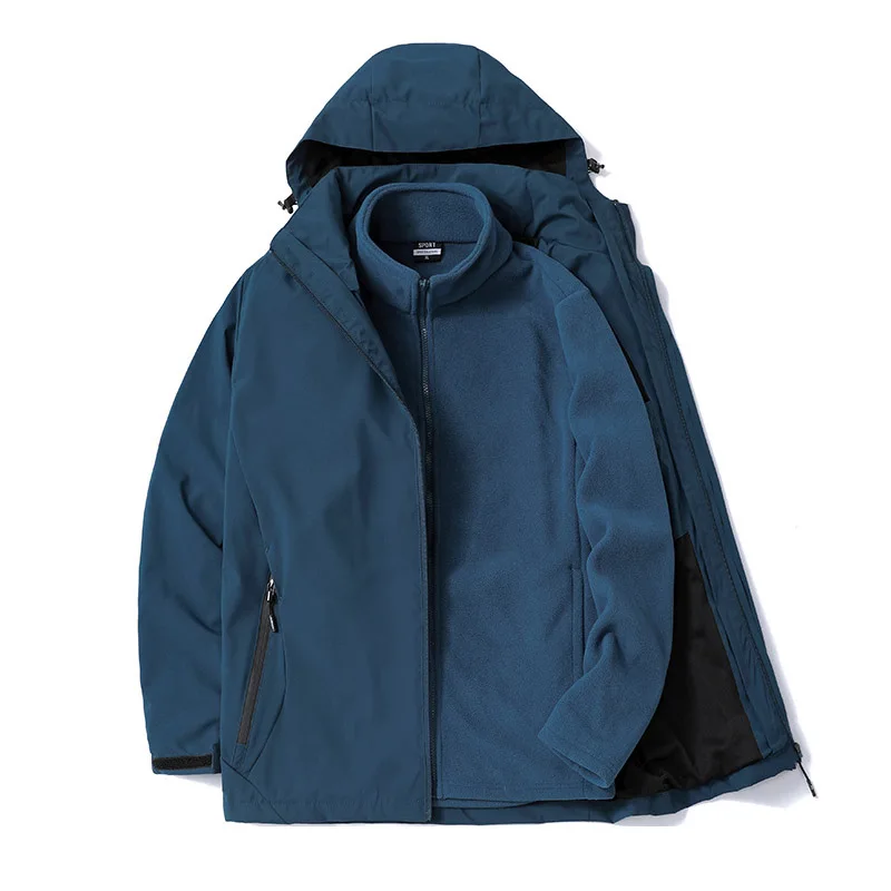 Chaqueta con capucha 3 en 1 para hombre y mujer, ropa de pesca cálida e impermeable, a prueba de viento, para invierno, XA117W - imagen 4