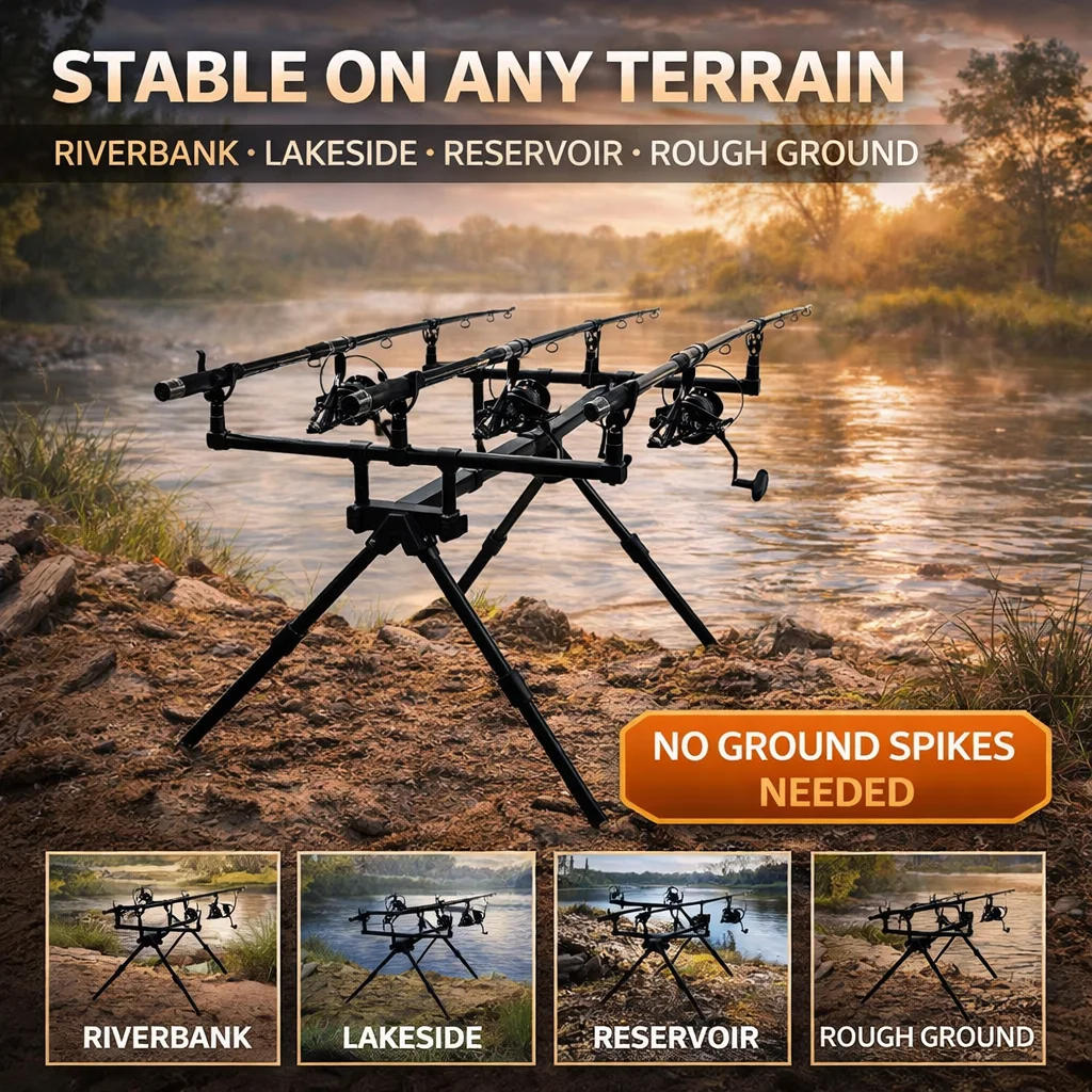 Portacañas Aluminio Plegable – Trípode Ajustable para Pesca - imagen 4