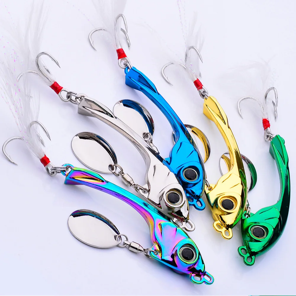 9g 13g 17g cebo giratorio Metal Vib señuelo de Pesca Trolling cuchara giratoria Wobbler hundimiento cebo duro con lentejuelas Pesca para Lucio - imagen 5