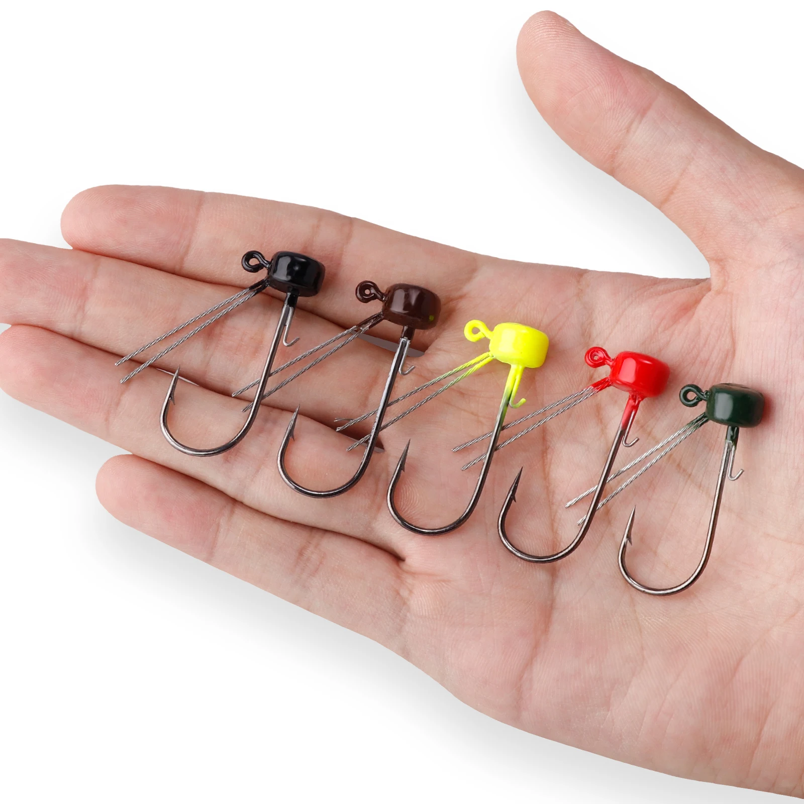 5 uds Ned Rig anzuelo con cabeza de anzuelo, cabezas de plantilla de setas sin malezas, anzuelos de pesca de lubina para señuelos blandos, Swimbaits, gusanos de agua dulce 3,5g-6,5g - imagen 3