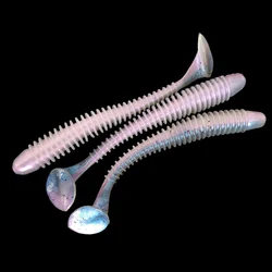 Swolfy 40 Uds 10cm 4,3g señuelos de gusano suave cebo de silicona Swimbait cebo Wobblers de peces de mar productos para aparejos artificiales de pesca
