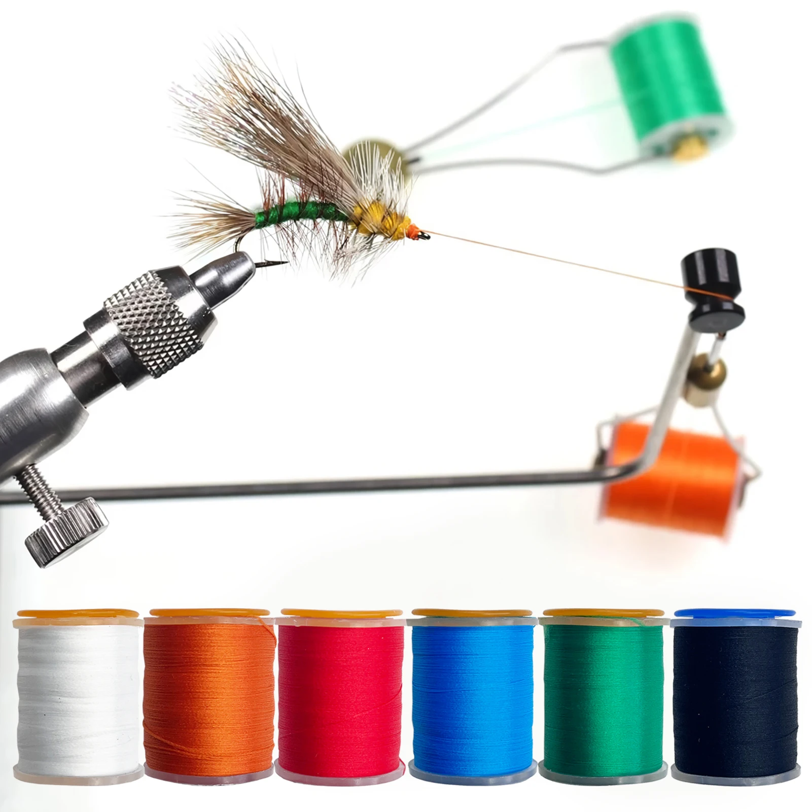 Kit para atar moscas de pesca con anzuelos, tinsel y crystal flash - imagen 5