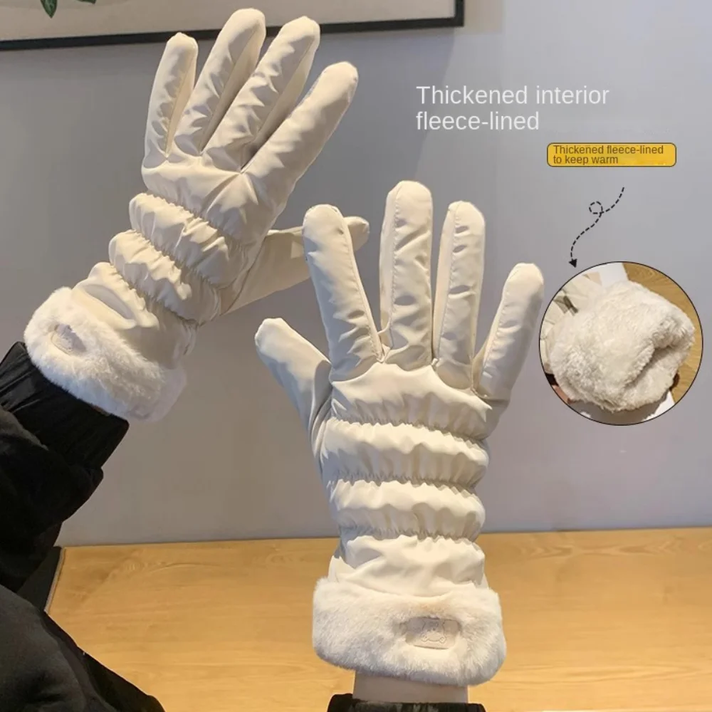 Guantes acolchados gruesos de oso pequeño para mujer, acolchado transpirable, forro polar térmico de invierno, resistente al viento y al frío - imagen 2