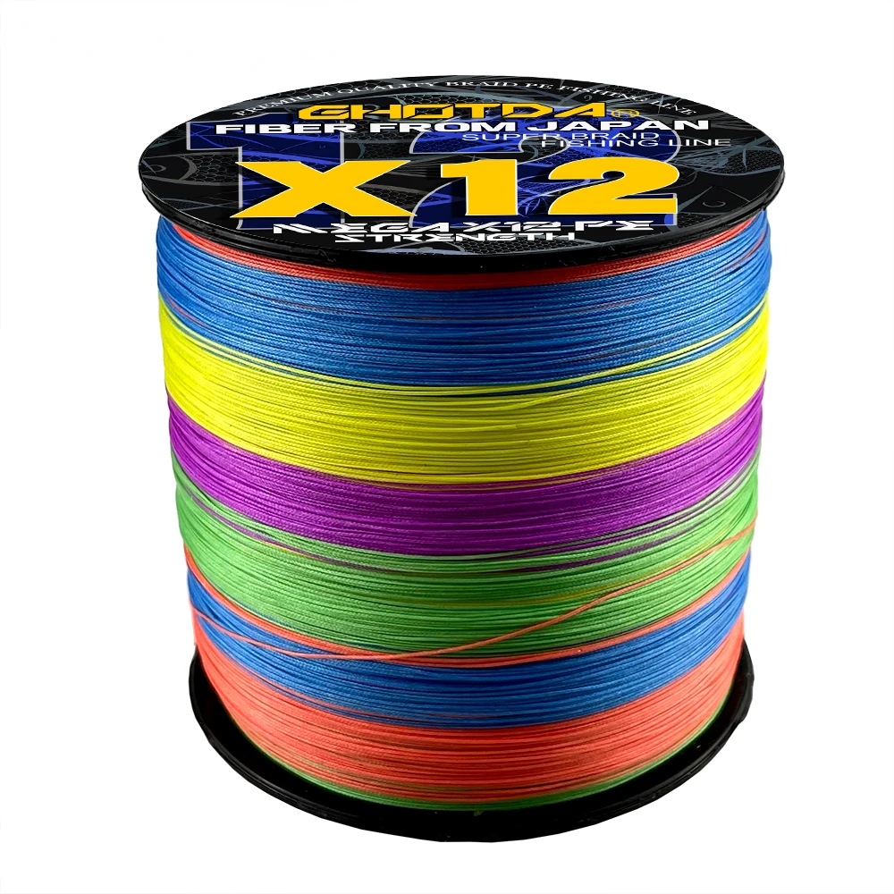 GHOTDA-sedal de pesca trenzado Original, multifilamento de 12 hebras, 100M, resistente a la abrasión, PE, superpotencia, 25-120LB, para carpa y lubina - imagen 2