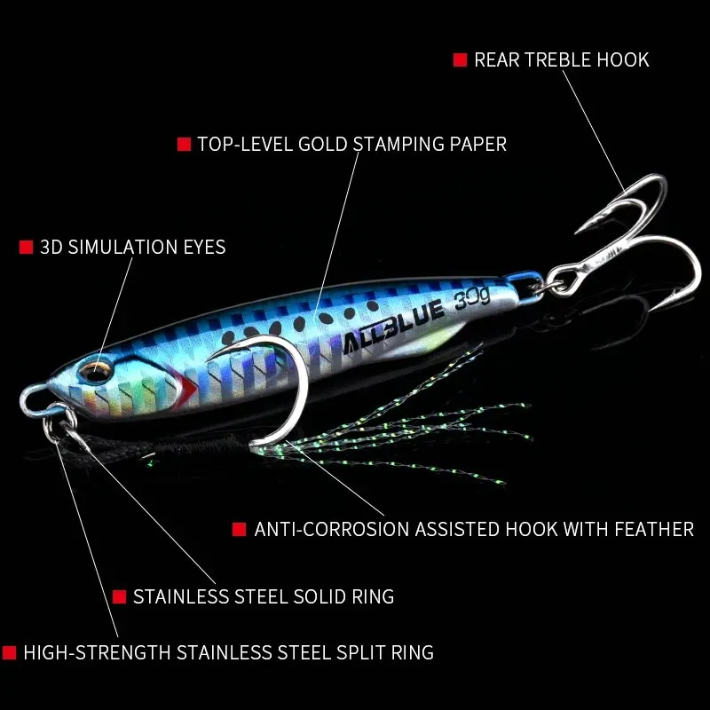ALLBLUE DRAGER SLIM Metal Casting Jig Spoon 20G 30G 40G 60G Shore Drag Cast Jigging Sea Bass señuelo cebo Artificial aparejos de pesca - imagen 2