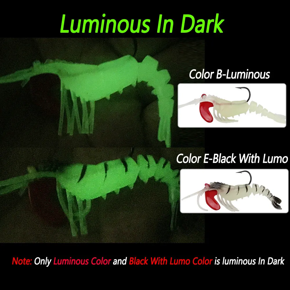 Bimoo-SEÑUELOS luminosos para pesca en el mar, cebos de camarón multiarticulados suaves de 13g, cebos de Río, cebos de pesca de gambas, señuelos de besugo de agua salada - imagen 4