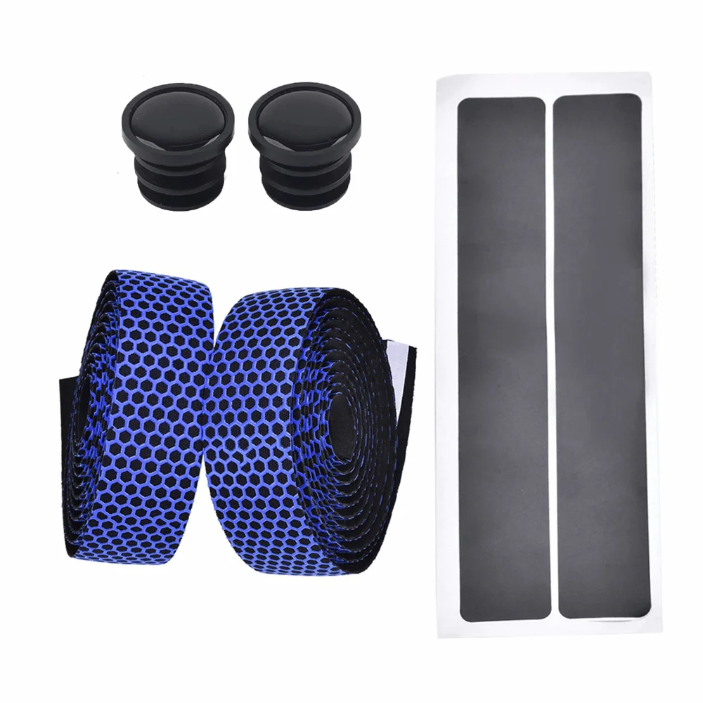 Cintas de manillar antideslizantes con diseño de panal y tapones - imagen 3