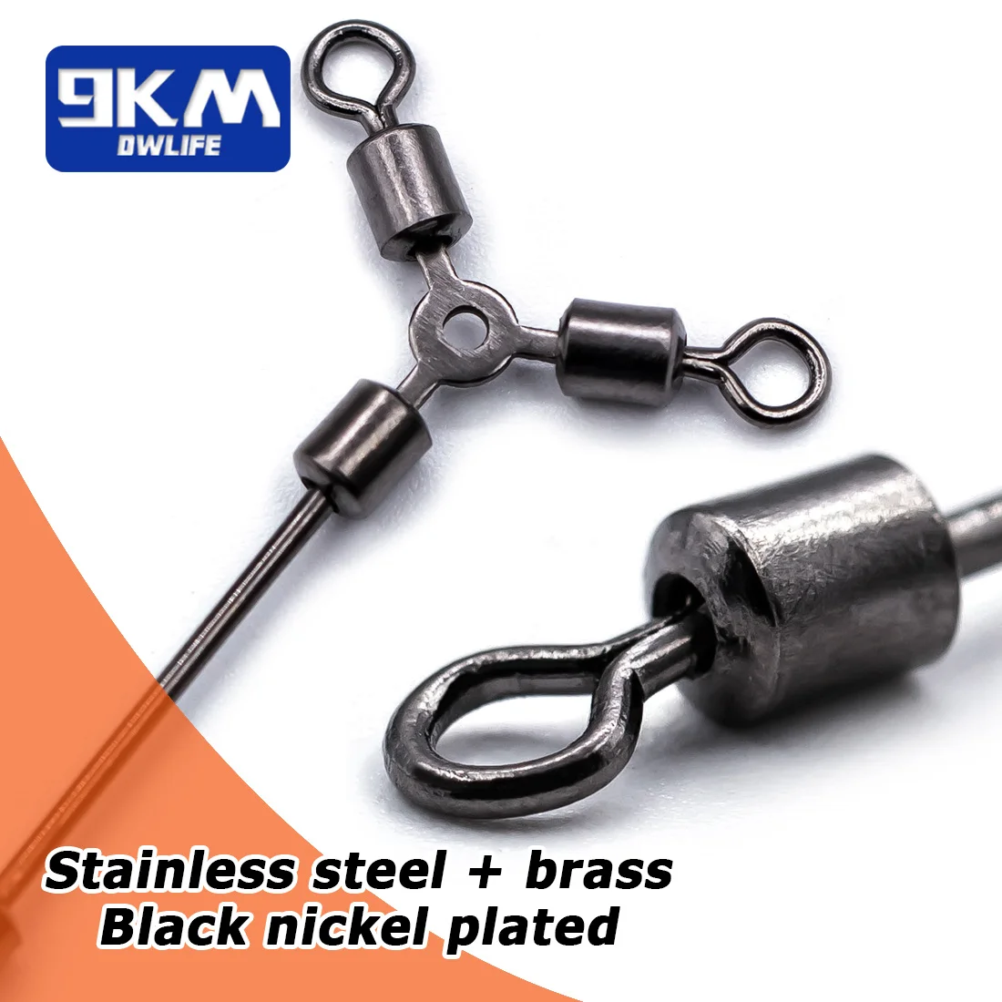 Giratorio de 3 vías, 25 ~ 50 Uds., conector giratorio de pesca, pierna larga, forma de O, giratorios de tres vías, aparejos de pesca de agua salada y dulce - imagen 3