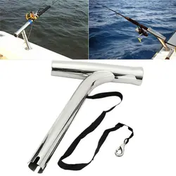 Portacañas de acero inoxidable pulido plateado para pesca con caña
