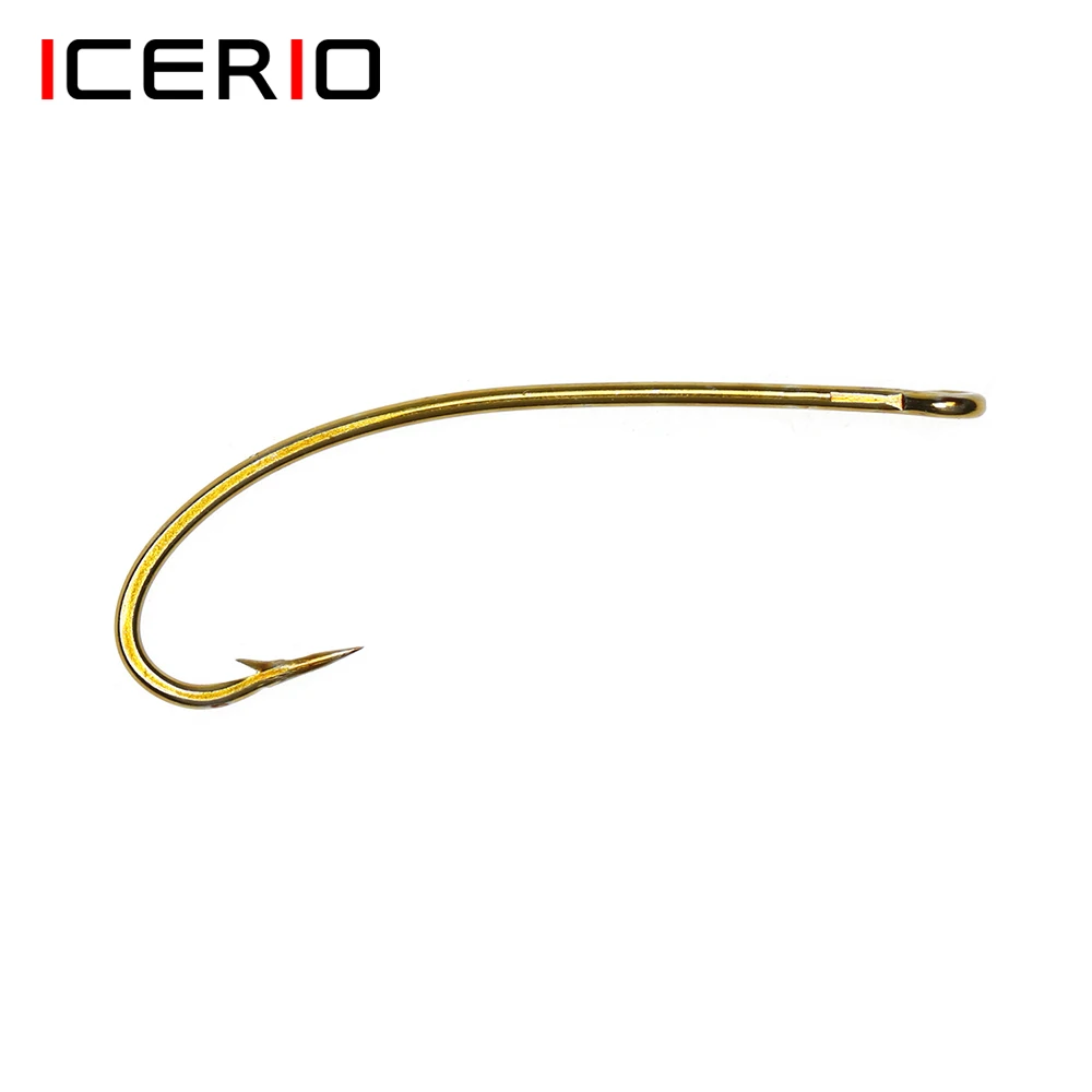 ICERIO-gancho de mosca curvada de ninfas, 100 piezas, estimulador de mosca seca terrestre, ganchos de púas Stonefly
