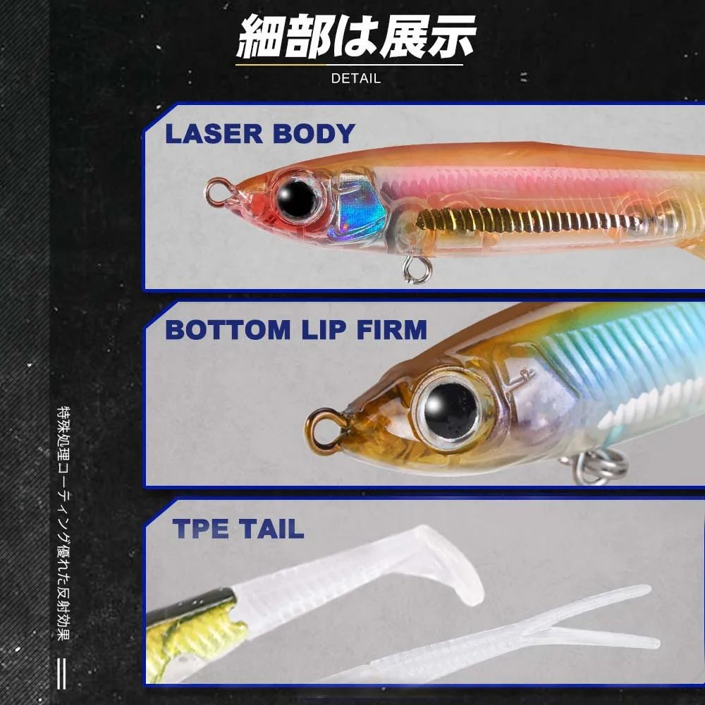 D1 señuelo de superficie Jerkbait, Señuelos de Pesca en forma de i, andador de plástico Artificial, pez dulce para pesca de lubina, carpa negra, 65mm, 4g - imagen 4