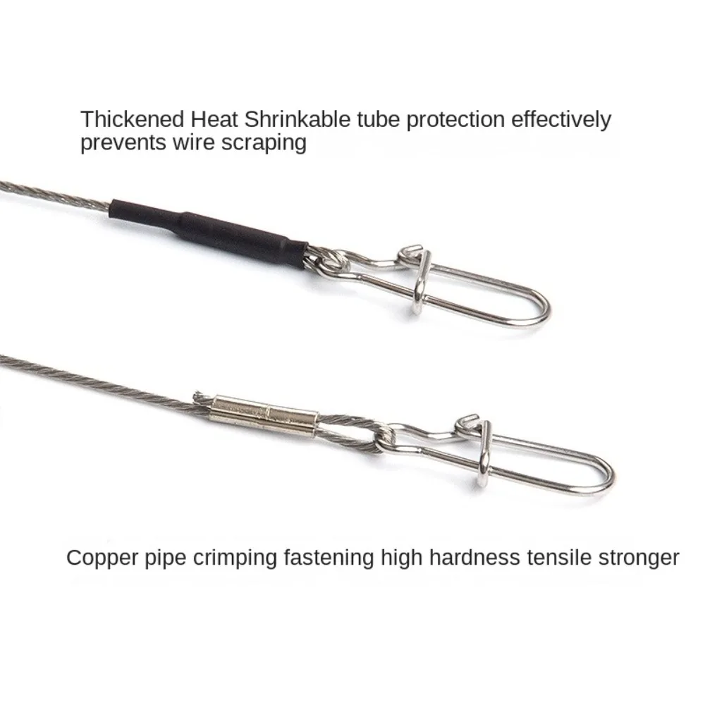 Línea de plomo de pesca de 49 hebras, hilo antimordida, giratorios, hilo antimordida, cuerda, anzuelo de pescado, núcleo de acero, broche de seguridad - imagen 4