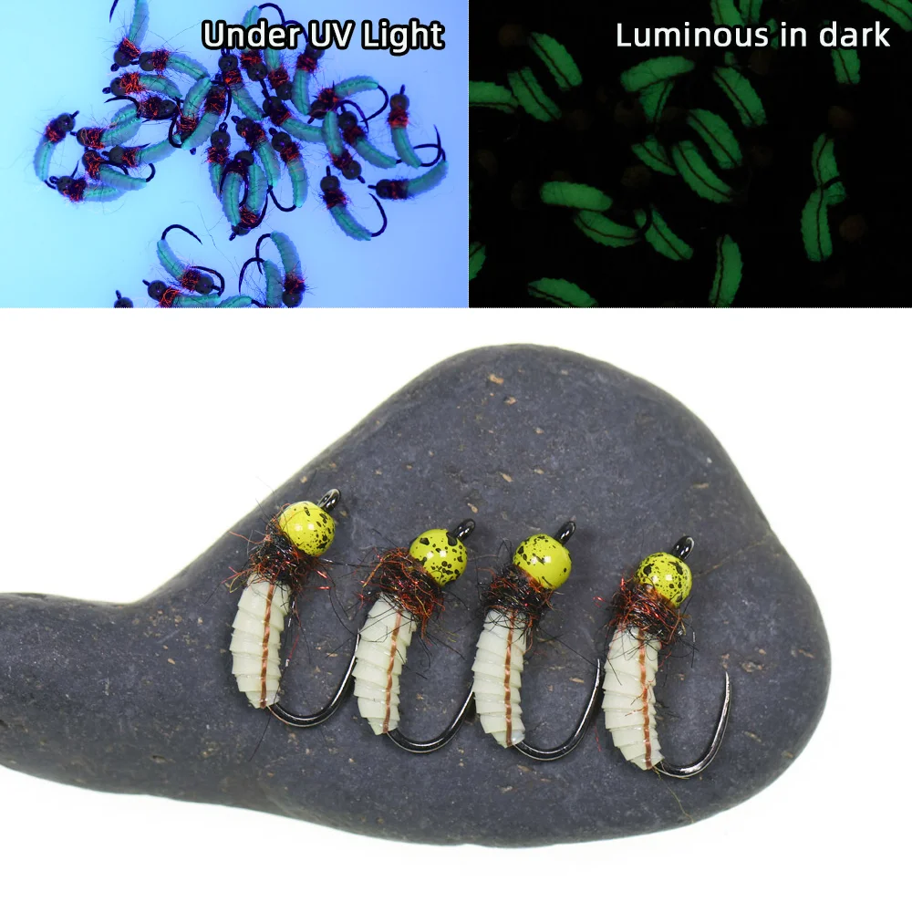 Wifreo Moscas Scud Bug sin púas con cabeza de latón para trucha - imagen 3