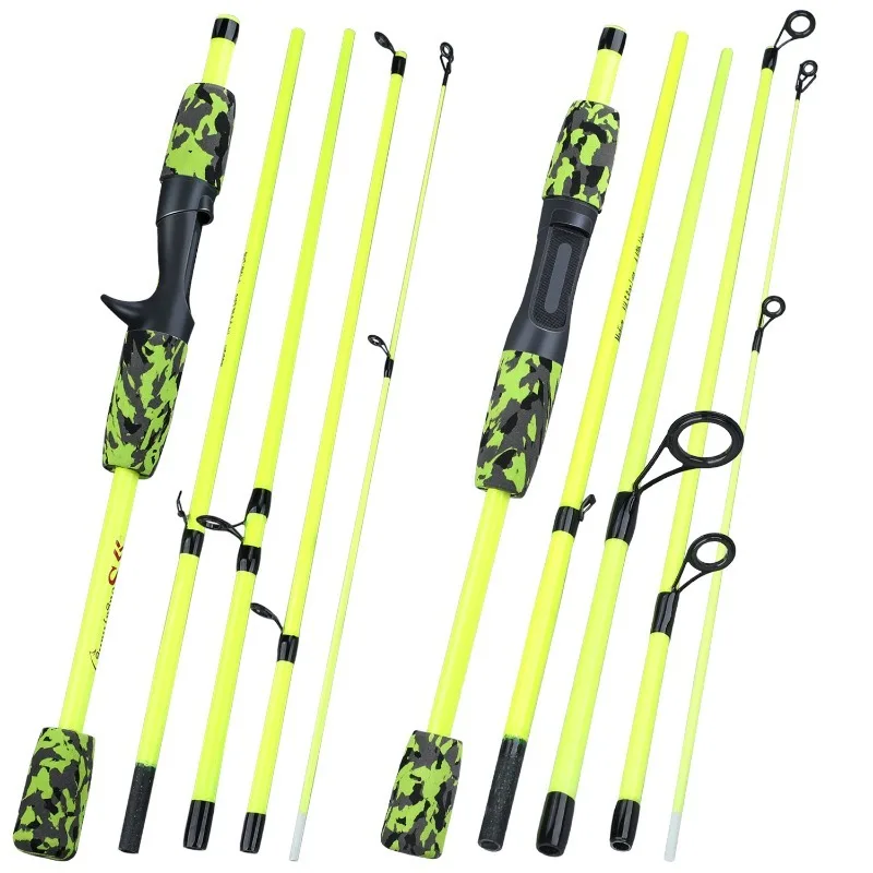 Cañas de pescar Sougayilang de 5 secciones, caña de pescar de fibra de carbono ultraligera de 1,7 m para viajes, Pesca de agua dulce - imagen 3