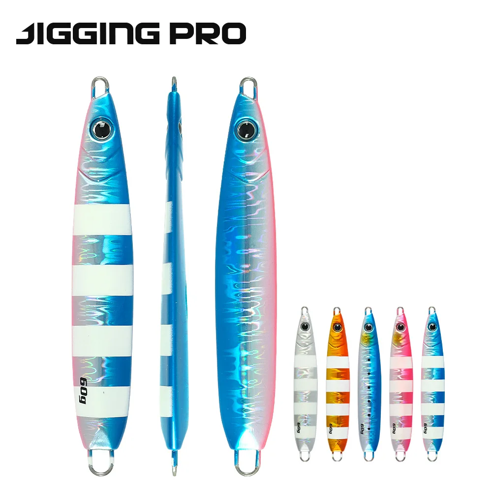 JIGGINGPRO 60g plantillas lentas plantillas de Metal brillantes señuelo de pesca de mar aparejos de pesca de agua salada señuelo de Jigging