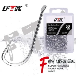 FTK-anzuelos de Pesca de bronce y acero al carbono, accesorios de Pesca de carpa redondos planos, cabeza de plantilla con púas, 1 #-11 #, 50 unidades por lote