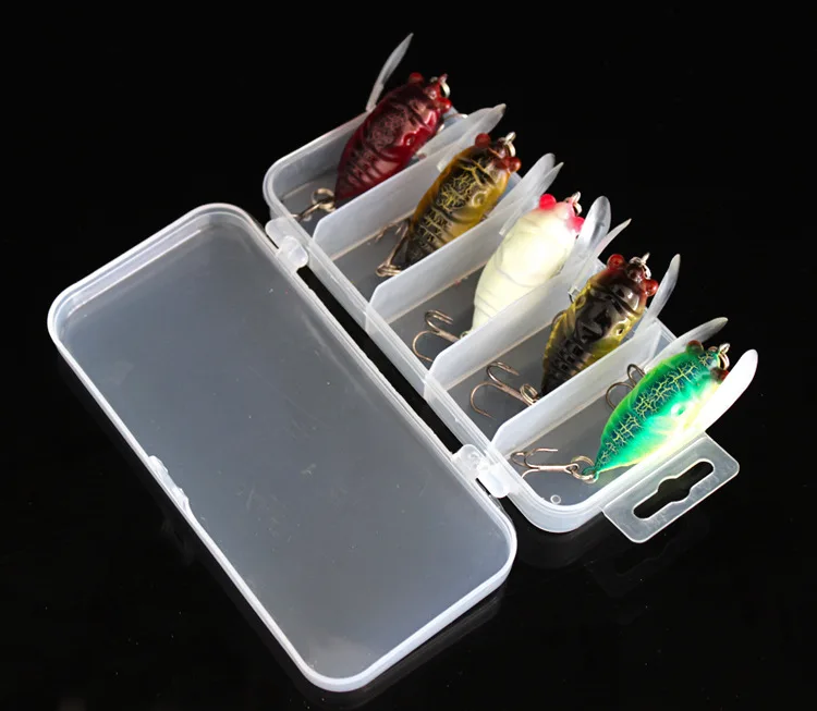 Señuelo de pesca de 5cm y 6,5g, cebo Artificial de simulación de Cicada, cebos duros de superficie Popper, 5 piezas - imagen 3