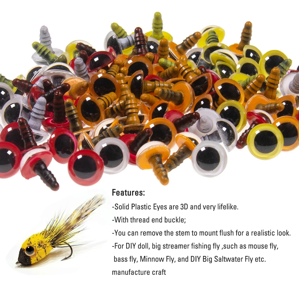 Wifreo-globo ocular de plástico para pesca en agua salada, 5 pares, Streamer Fly Mouse, Material de atado de moscas, accesorios para ojos #6 #8 #9 #10 #12 - imagen 4