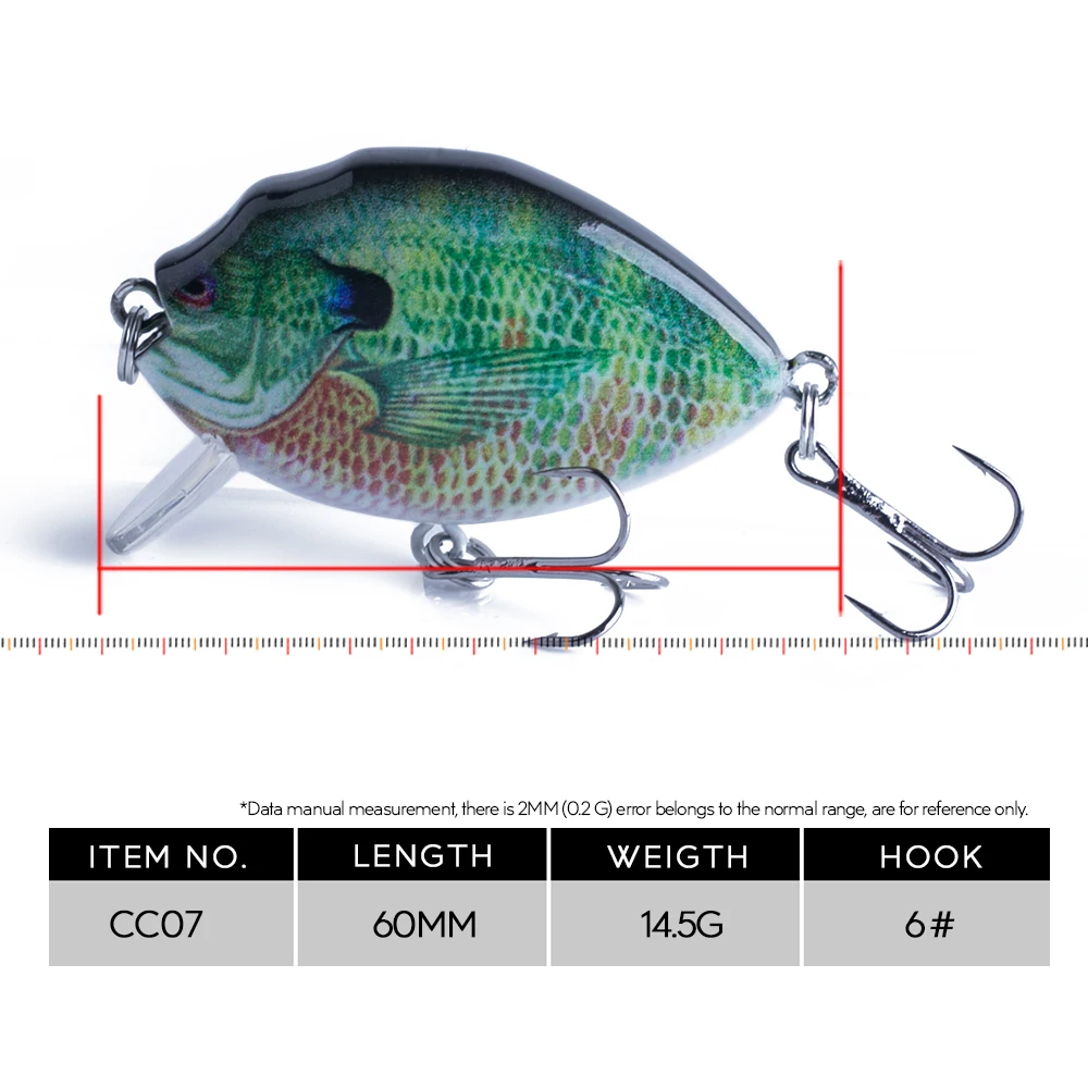 Hanlin-señuelo de pesca Jerkbait, anzuelo que se hunde, Crankbait, labio redondo, Wobbler, Panfish, aparejos de pesca para lubina, Bluegill, 6cm, 14,5g - imagen 2