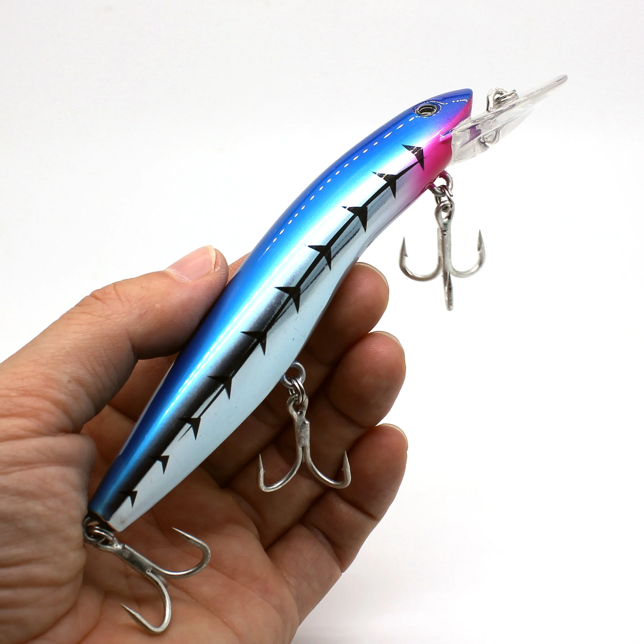 AOCLU flotante Minnow grande 125mm 26g cebo duro Jerkbait sonajero 1 pieza de alambre para barco de aguas profundas señuelo de roca 4X anzuelos triples calidad japonesa - imagen 4