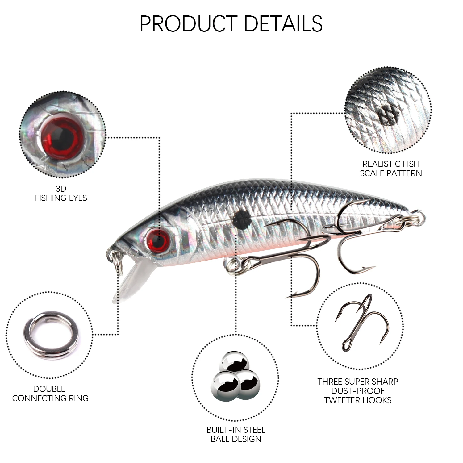 Señuelo de pesca de pececillo que se hunde, 7cm, 8g, ojos 3D, Crankbait Wobblers, cebo duro de plástico Artificial, Lucio, aparejos de pesca Jerkbait, 1 ud. - imagen 4