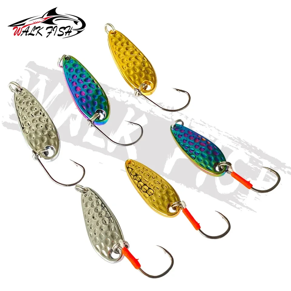 WALK FISH 2,5g 3,5g 5g cuchara de Metal Señuelos de Pesca con lentejuelas plantilla de sanguijuela Wobbler Isca Crankbaits para Pesca con mosca cebos duros trucha - imagen 3