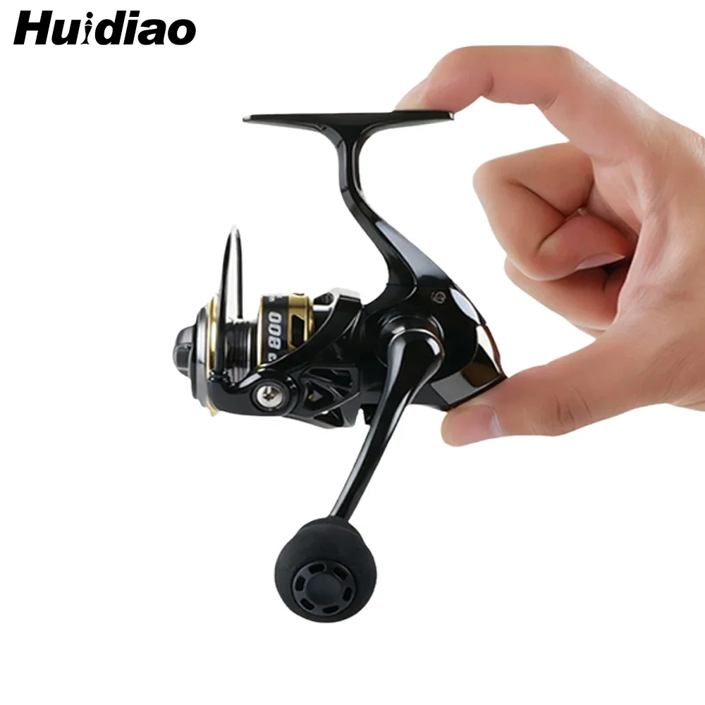 Carrete de Pesca Giratorio Ultraligero Huidiao de 135 g/4.76 oz, Tamaño Pequeño 500/800, Relación de Engranajes 5.2:1, Carrete Compacto para Pesca en Hielo en Invierno