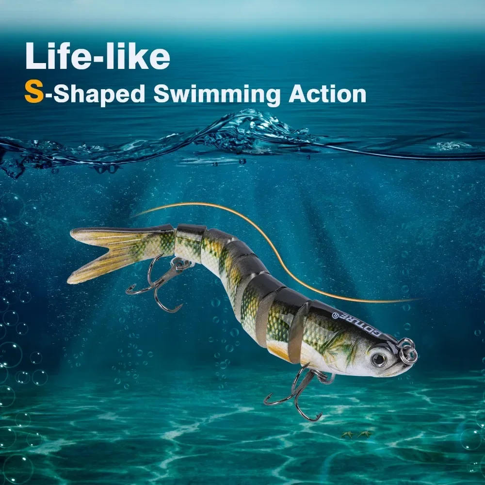 Goture Señuelos de Pesca multiarticulados Swimbait Crank Bait, cebo biónico Artificial de hundimiento lento, aparejos de pesca de agua dulce y salada - imagen 4