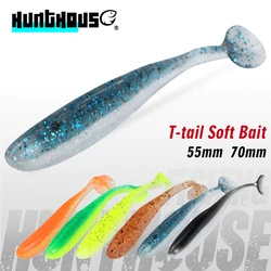 Hunthouse-señuelo suave con cola en T, 55mm/1,1g, 70mm/2,2g, cebo suave de silicona, Wobblers, fácil brillo, Swimbait para lubina, aparejos de pesca LW242