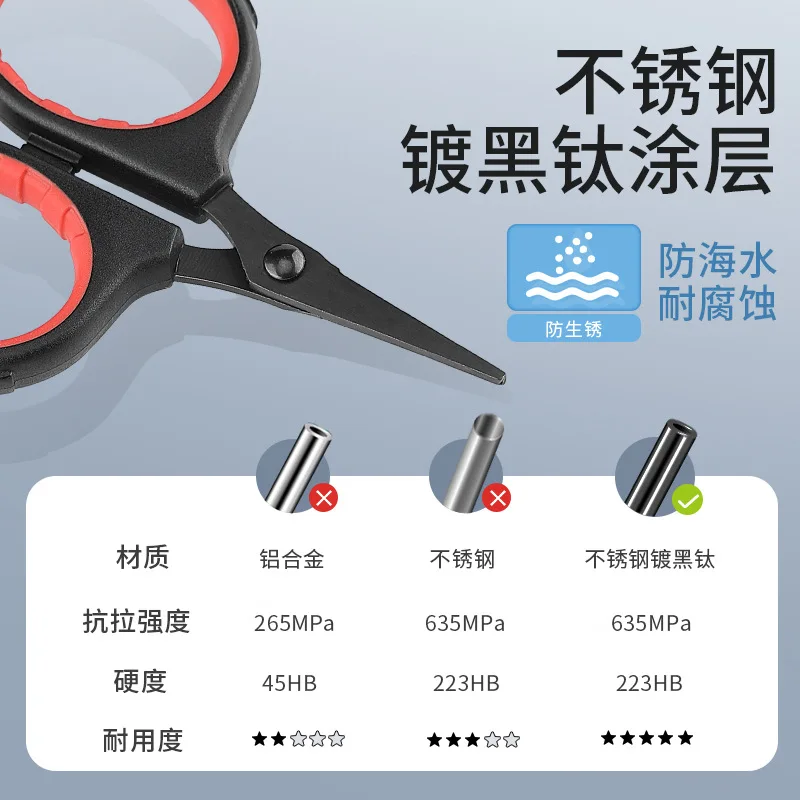Booms Fishing S05 tijeras de alambre trenzado, acero inoxidable, recubrimiento de titanio, Mango antideslizante antioxidante, Herramientas afiladas de corte de línea de pescado - imagen 5