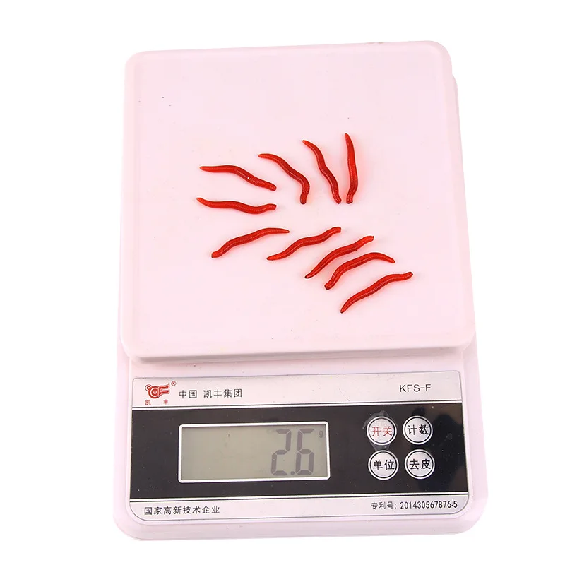 Señuelo suave de gusano rojo realista, cebo Artificial de silicona para pesca de hielo, camarón, lubina y carpa, 100 piezas, 3,5 cm - imagen 5