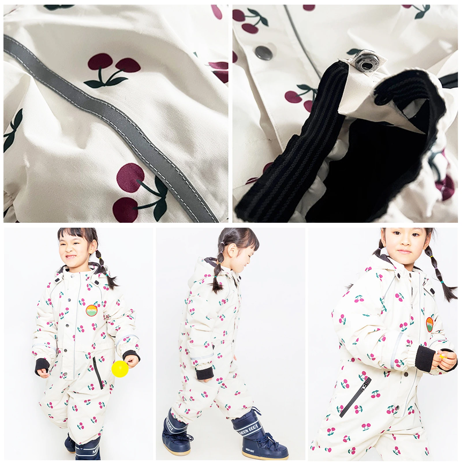 Monos de nieve impermeables infantiles con capucha a prueba de viento - imagen 5