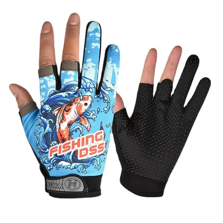 1 par de guantes de pesca para hombres y mujeres, subprotección solar de carretera de pesca de verano y guantes finos transpirables antideslizantes con corte de tres dedos - imagen 5