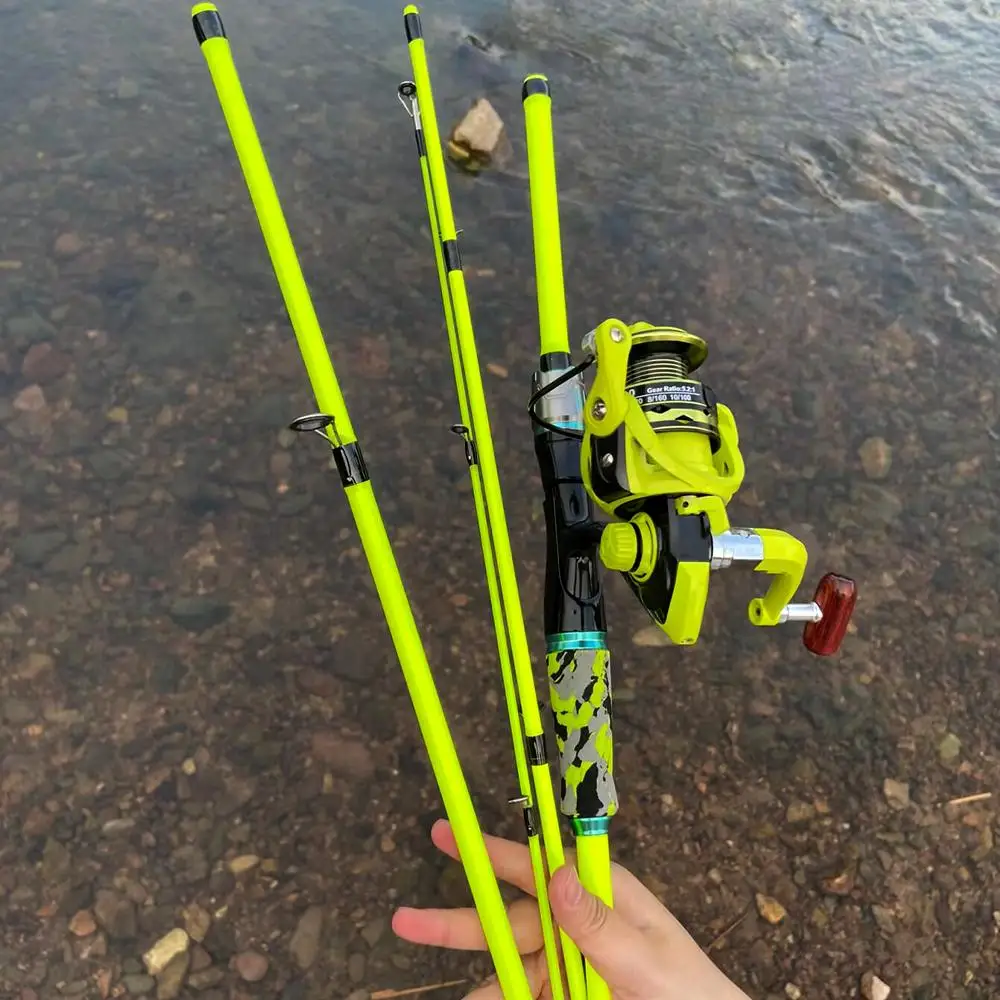 Combo de carrete de caña de pescar Baitcasting, caña de pescar de carbono de 4/5 secciones y rueda de relación de engranaje 5,2: 1, arrastre máximo de 8KG para pesca de carpa lubina - imagen 2
