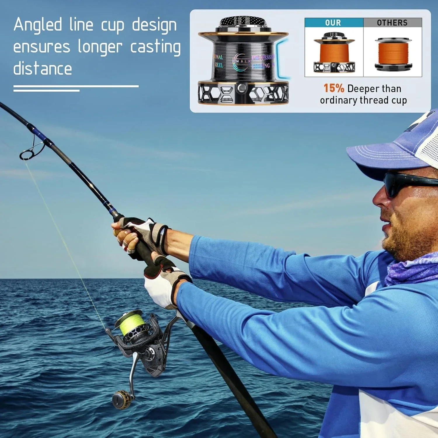 Carrete giratorio de agua salada MBLN, carrete de pesca de Surf 9000-12000, carretes de pesca de agua salada potentes ultrasuaves de arrastre máximo de 45/55LB VX - imagen 2