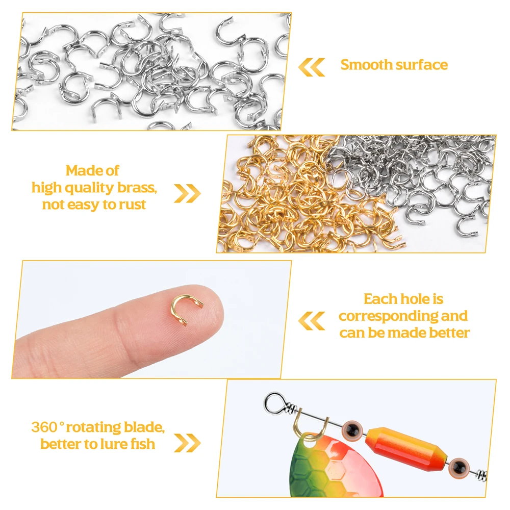 120 Uds. Horquilla de pesca Easy Spin Spinner horquilla cuchara de pesca Spinnerbait plata/oro Spinner hoja horquilla para accesorios de señuelo - imagen 3